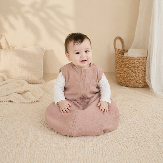 Gigoteuse été rose poudré en gaze de coton