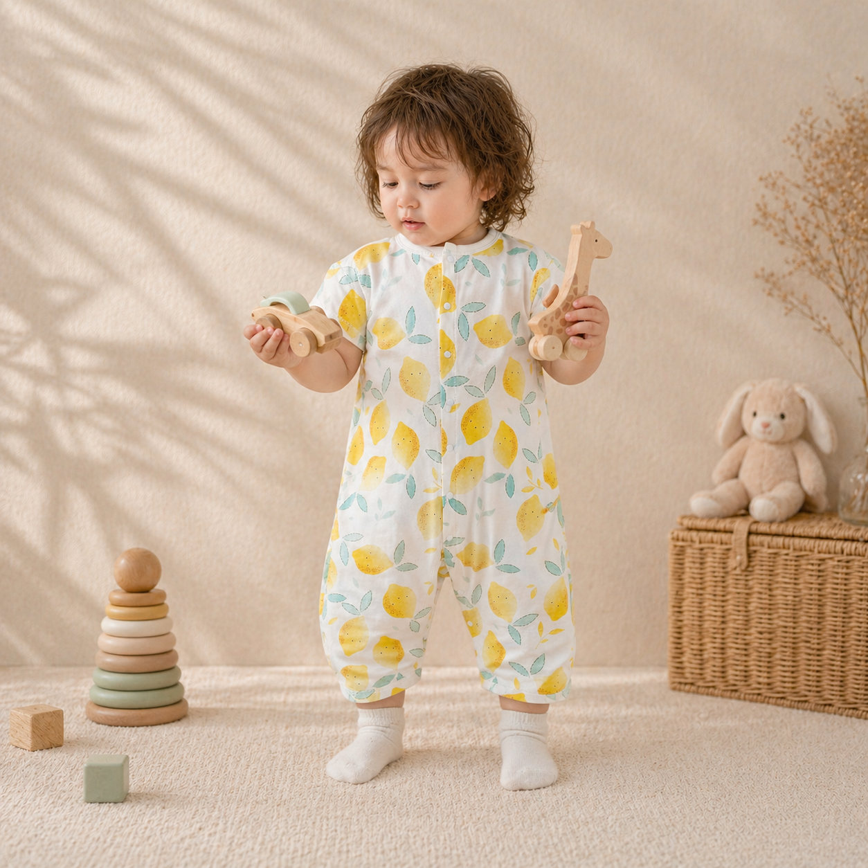 Turbulette été bébé citron en coton