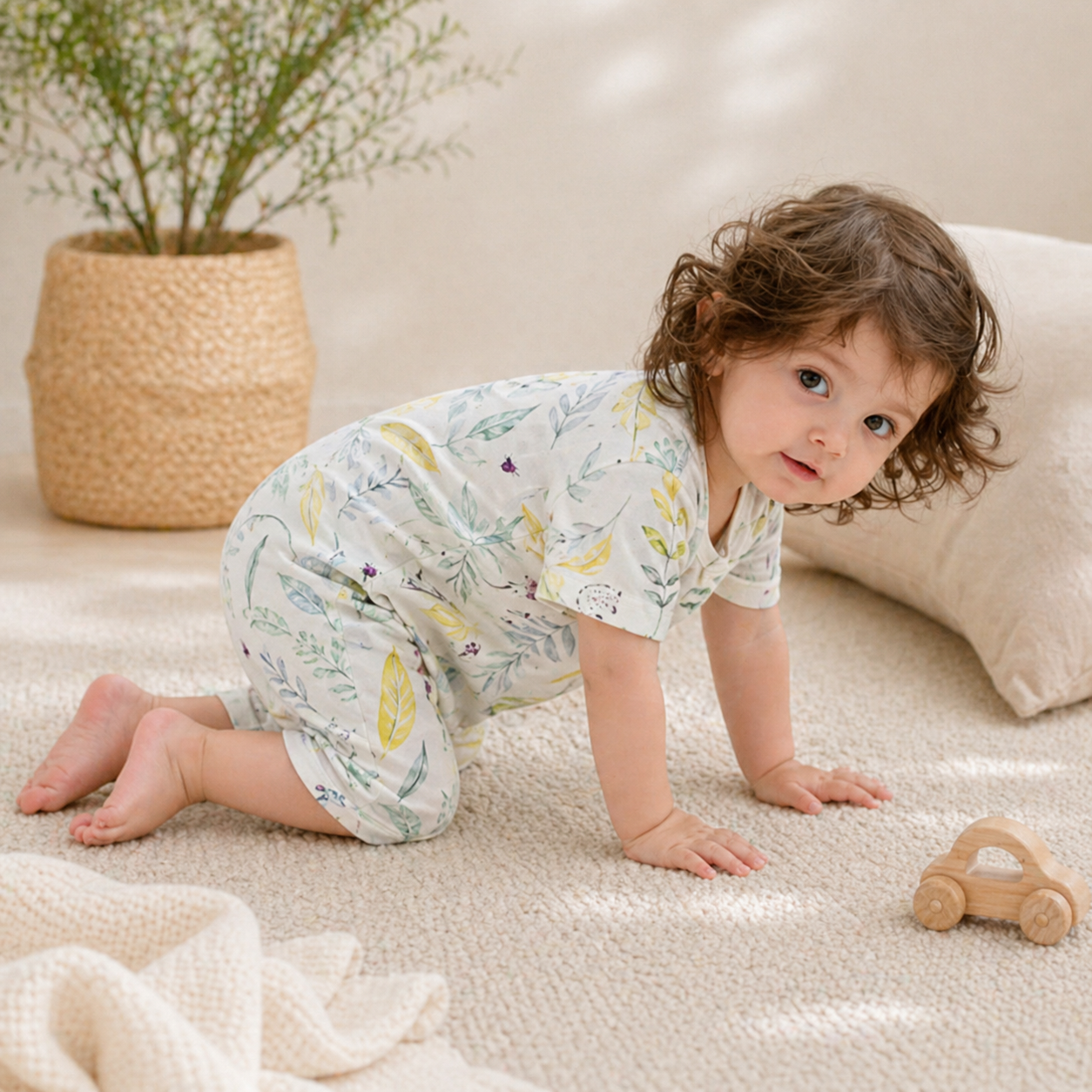 Turbulette été bébé coton feuille fraîche