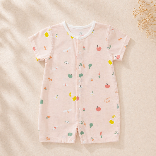 Turbulette été fille rose en coton fleuri