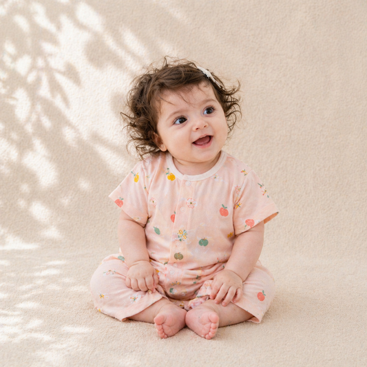 Turbulette été fille rose en coton fleuri