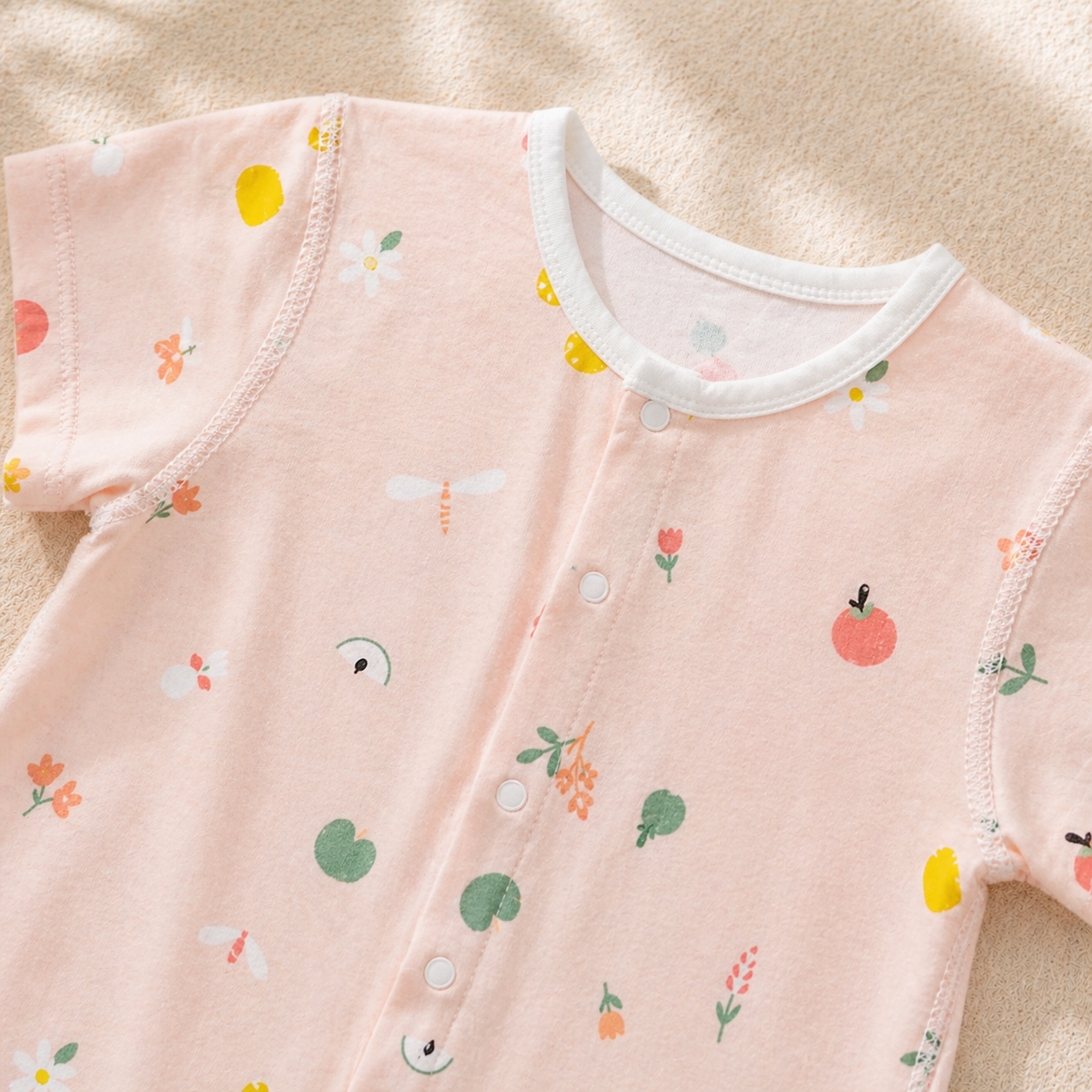 Turbulette été fille rose en coton fleuri