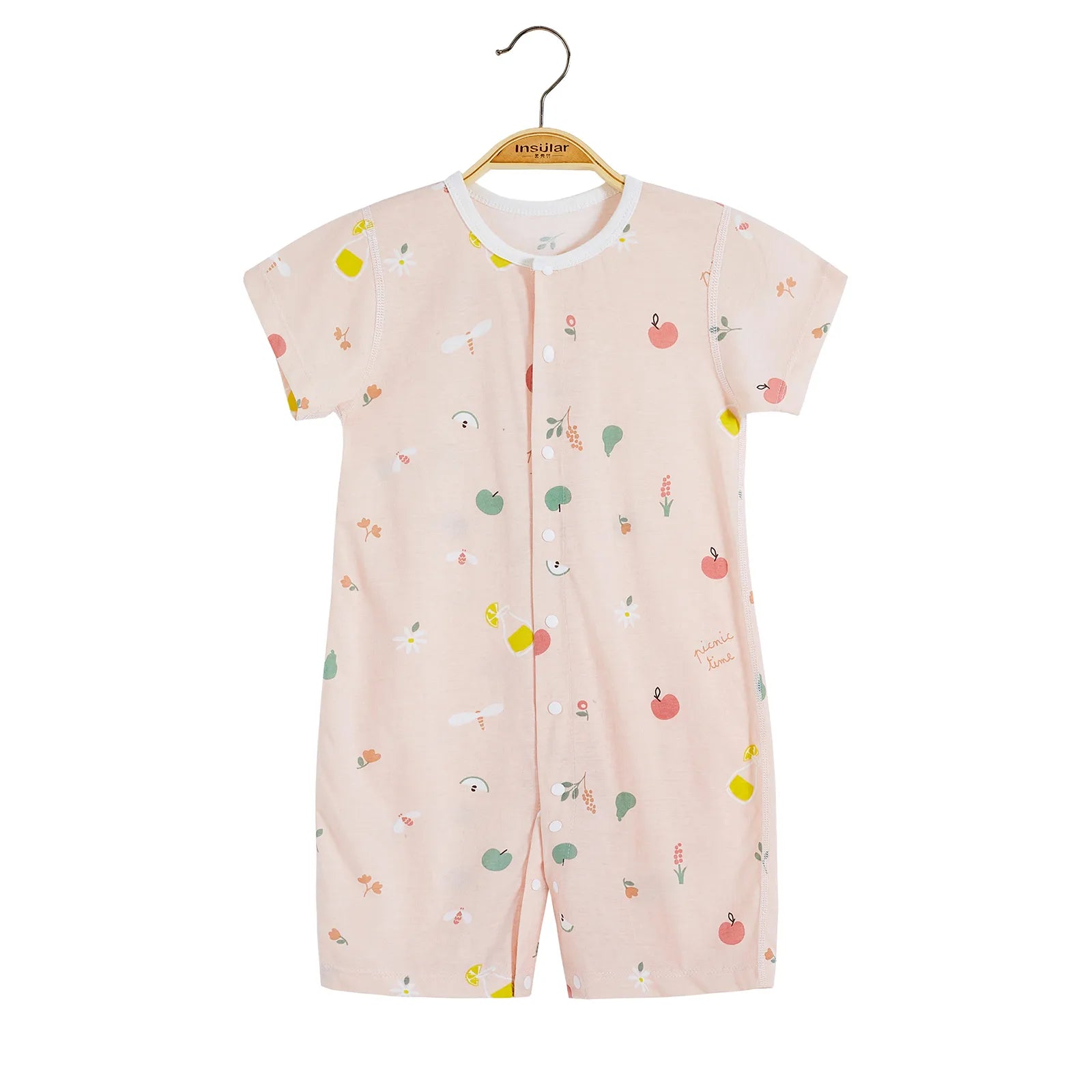 Turbulette été fille rose en coton fleuri