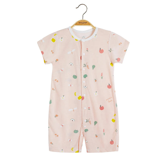 Turbulette été fille rose en coton fleuri